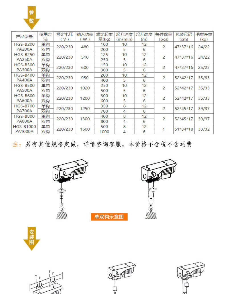 PA系列微型電動葫蘆室內(nèi)小吊機專用